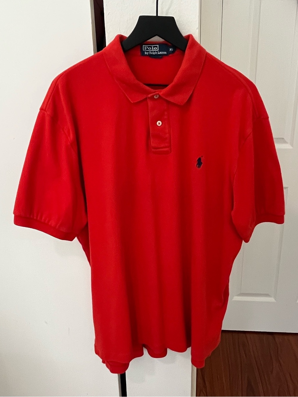 Ralph Lauren Red Orange Polo Shirt with Navy Pony